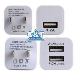 Cargador de la pared de Iphone 6 del hogar del 2-Tono del adaptador de corriente alterna del Usb del puerto dual 3.1A