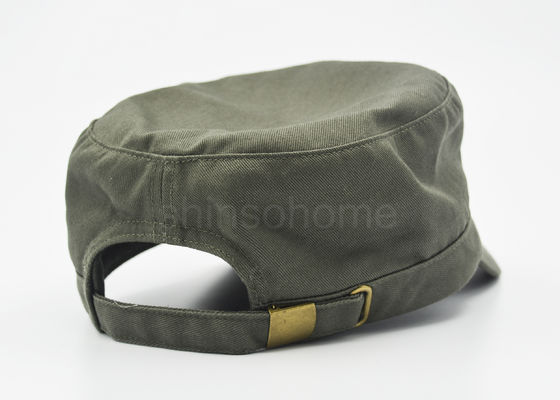 Guarnición modificada para requisitos particulares casquillo militar en blanco del verde caqui del algodón con la hebilla del metal