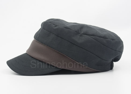 Casquillo militar con cuero, casquillo del algodón en blanco de los hombres de la moda de la tela cruzada del ejército
