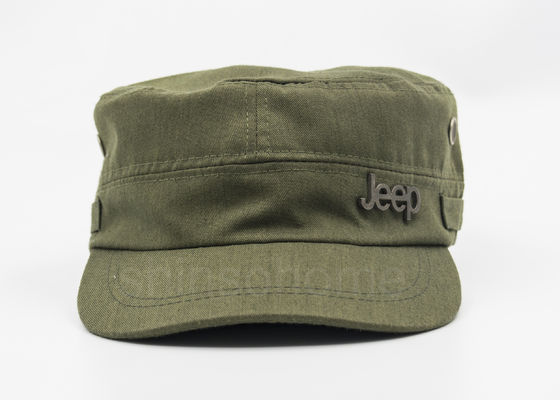 Verde caqui militar del casquillo del algodón de la insignia de los 4 paneles con la hebilla de bronce del metal para los adultos