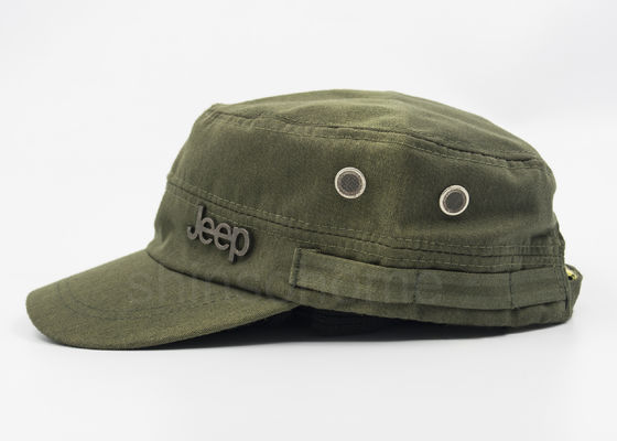 Verde caqui militar del casquillo del algodón de la insignia de los 4 paneles con la hebilla de bronce del metal para los adultos