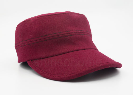 Del cepillo del casquillo militar rojo oscuro del algodón del estiramiento cierre flexible detrás de moda