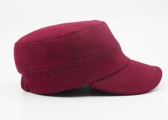 Del cepillo del casquillo militar rojo oscuro del algodón del estiramiento cierre flexible detrás de moda