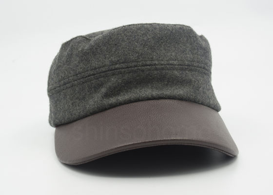 El cuero unisex/el casquillo militar de lana curvó a Brown Bill de cuero 58 cm