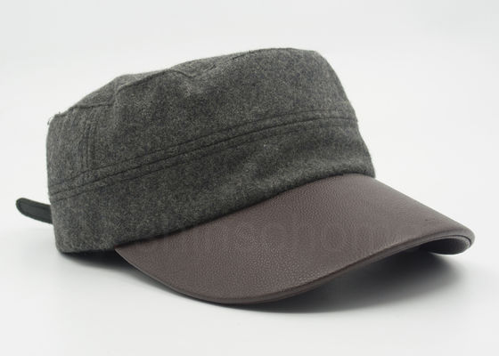 El cuero unisex/el casquillo militar de lana curvó a Brown Bill de cuero 58 cm